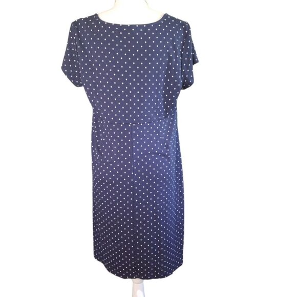 Old Navy Maternity Dress Navy Blue and Tan Polka Dots Size Large - Picture 3 of 7